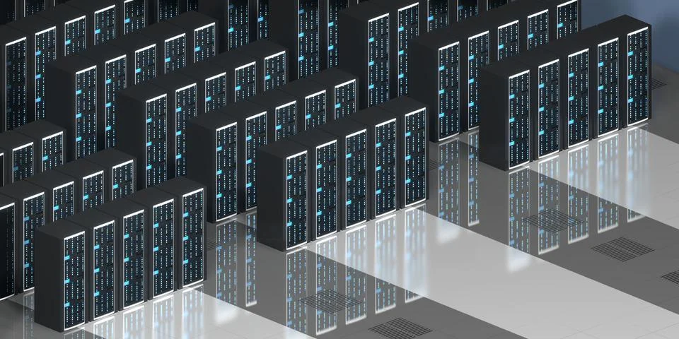 3D server room/ data center - stograge, hosting concept Stock Illustration