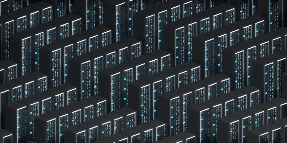3D server room/ data center - stograge, hosting concept イラスト素材