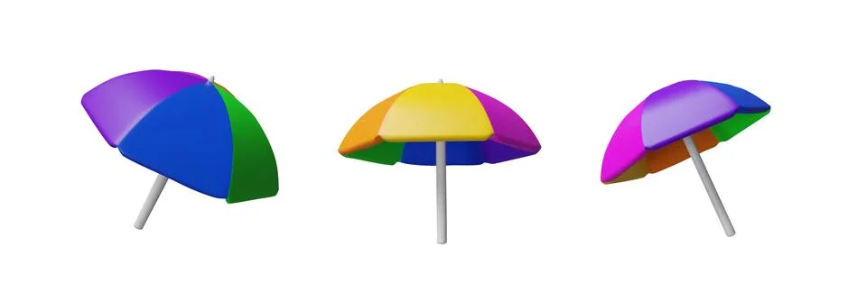 3d set beach umbrella. Stock Illustration