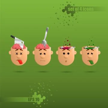 3D set of brain emotions Stock Illustration