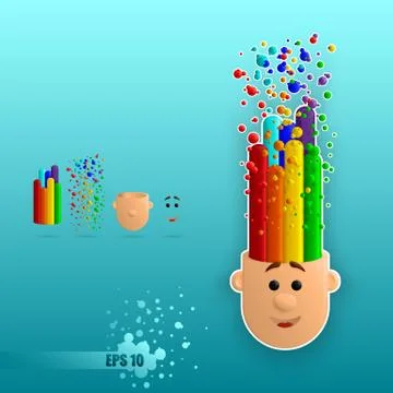 3D set of brain emotions Stock Illustration