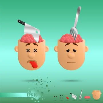 3D set of brain emotions Stock Illustration