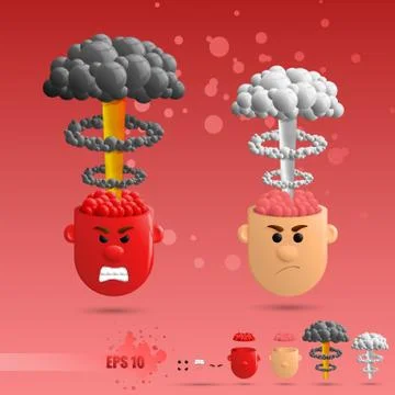 3D set of brain emotions Stock Illustration