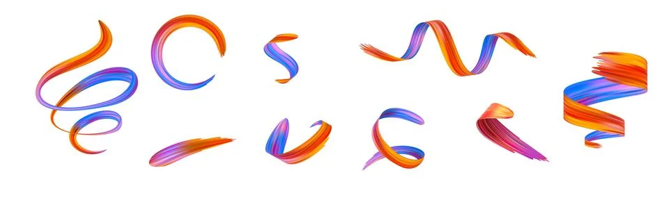 3d set Brushstroke gradient texture brush Ilustração Stock