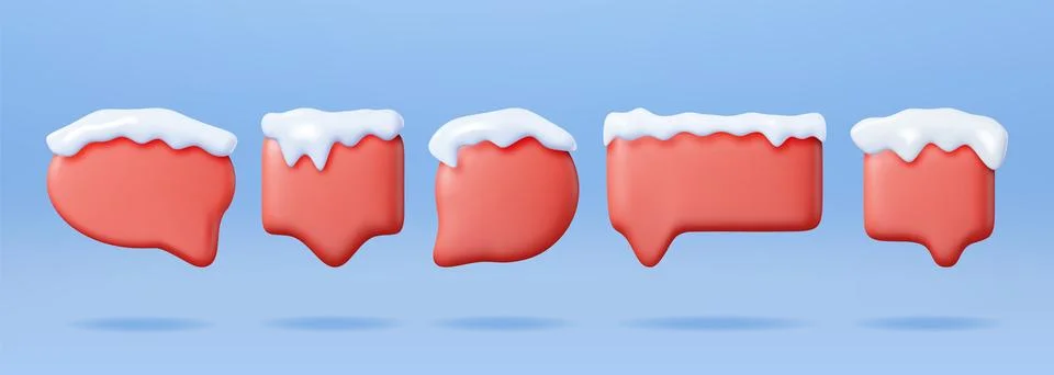 3D Set of Christmas Speech Bubble with Snow Illustrazione stock