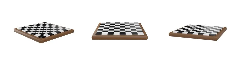 3d set of classic empty wooden chess boards. Stock Illustration