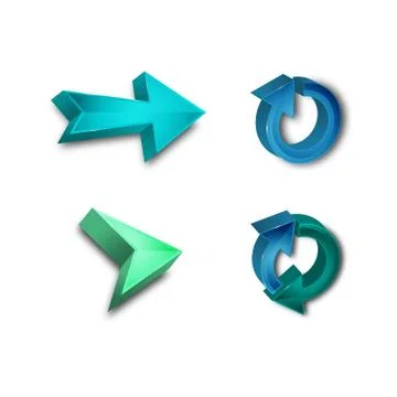 3D set collection arrows colors vector illustration イラスト素材