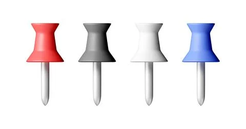 3D set of color push pins Stock Illustration