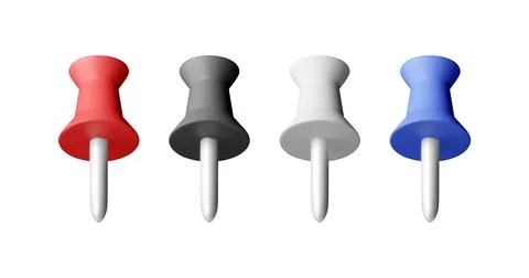 3D set of color push pins 스톡 일러스트