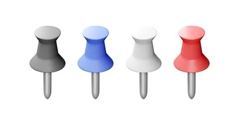 3D set of color push pins 스톡 일러스트
