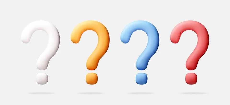 3D Set of colorful question marks on white 스톡 일러스트