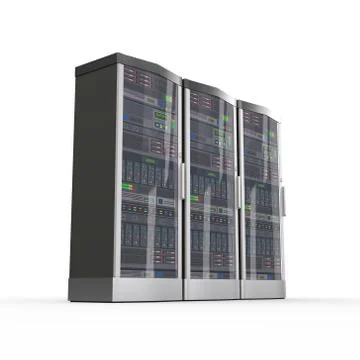 3d set of computer network servers Stock Illustration