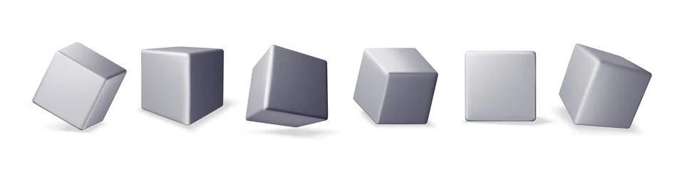 3D set of cube icons with shadow isolated on white Stock Illustration