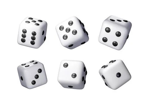 3D set of dice white playing cube isolated Stock Illustration