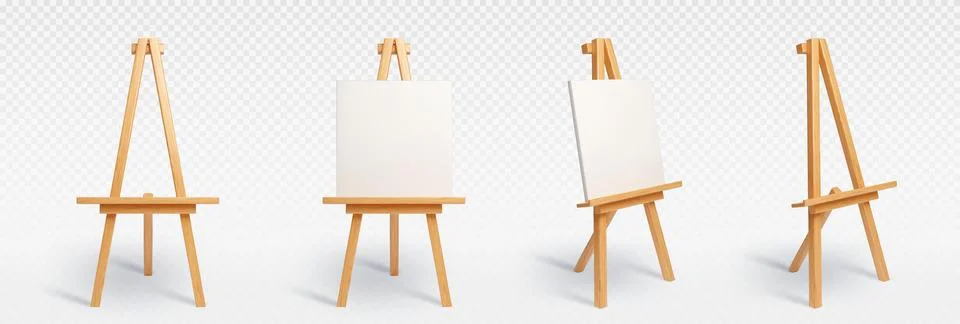 3D set of easel stands on transparent background Stockillustratie