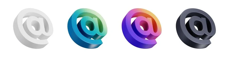 3D set email symbol creative colorful gradient pack 스톡 일러스트