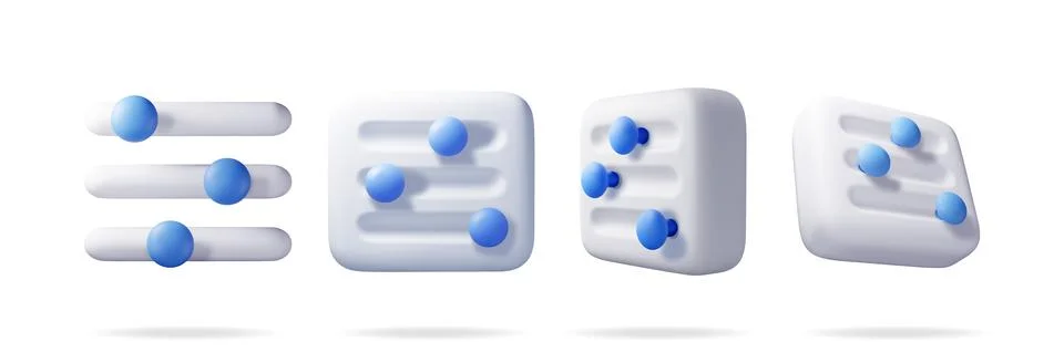 3D set of filter button icon Stock Illustration
