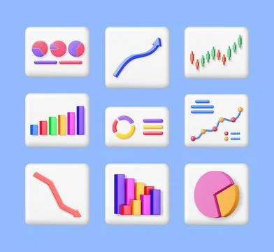 3D Set of Financial Reports Stock Illustration