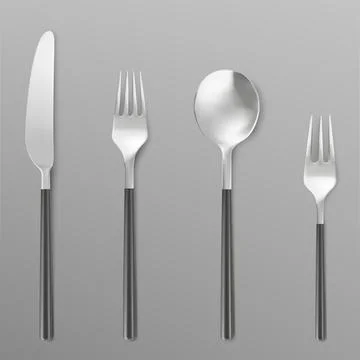 3D set of fork, knife and spoon isolated on white Illustrazione stock