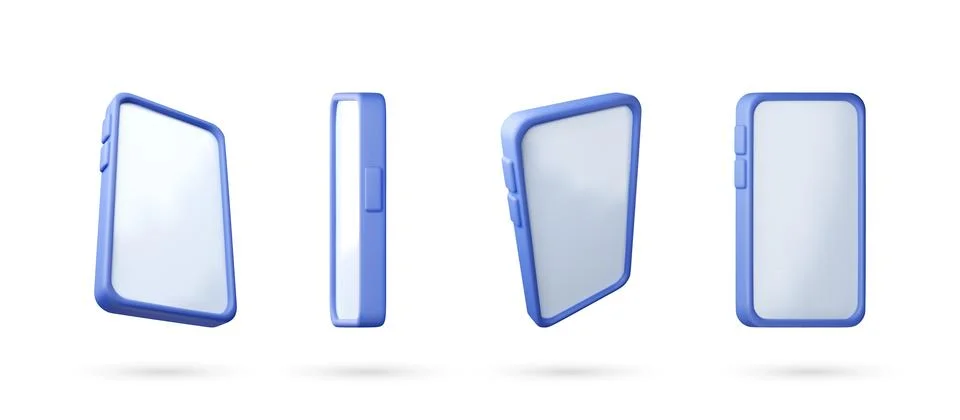 3D Set of four mockups of a smartphone イラスト素材