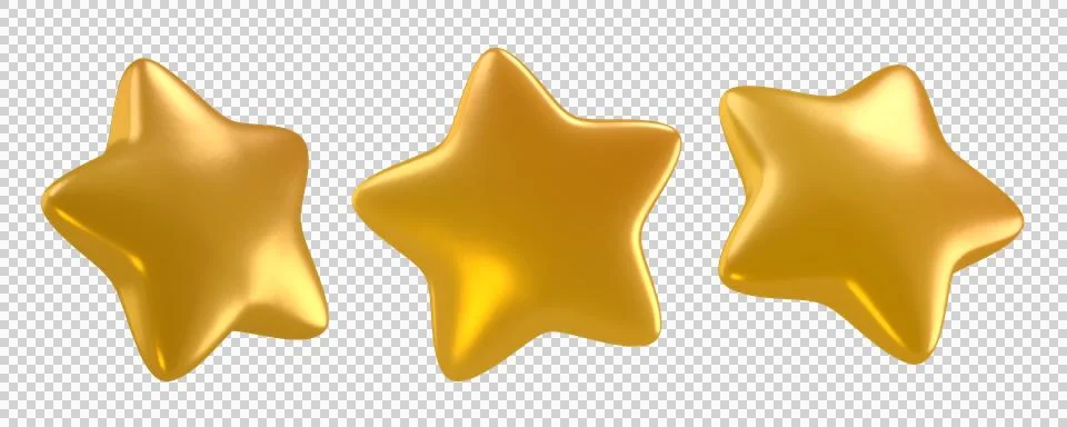 3D set of Golden Star Stock Illustration