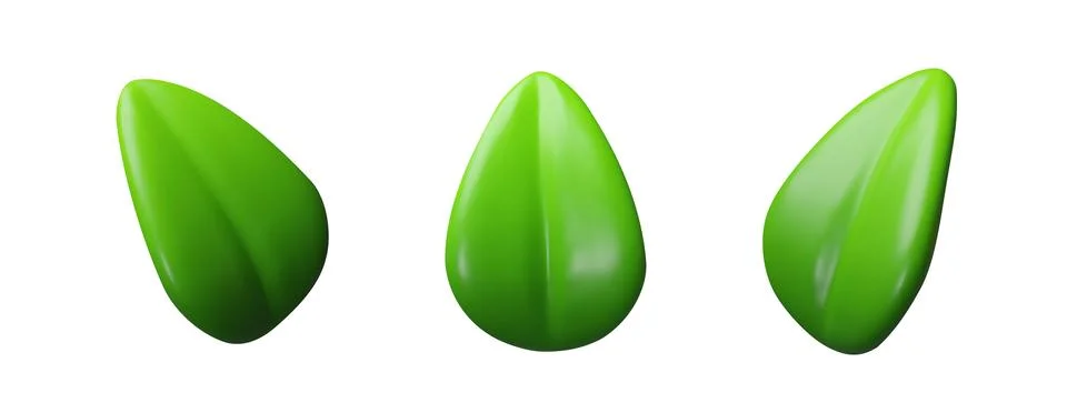 3d set green leaf Stock Illustration