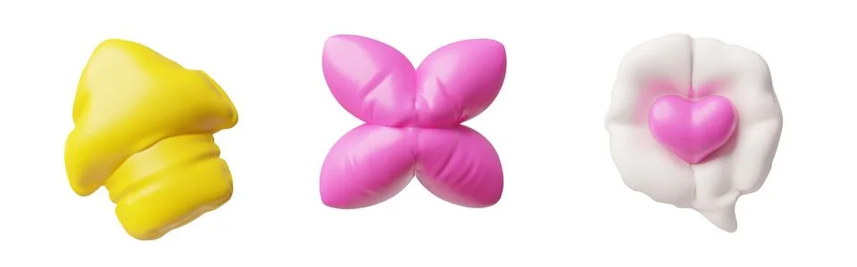 3d set of inflatable elements in the form of a speech bubble, pointer and Stock Illustration