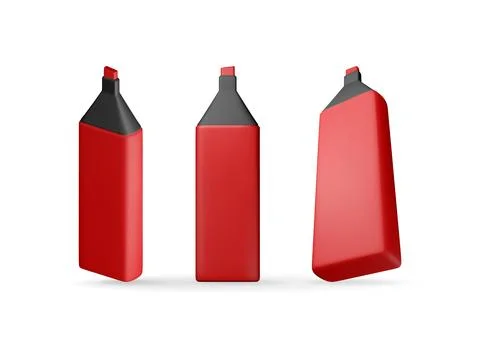3D set of markers pen isolated on white Stock Illustration