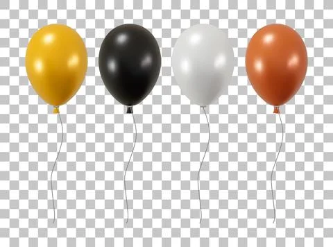 3D set of Metallic Balloon Isolated Stock Illustration