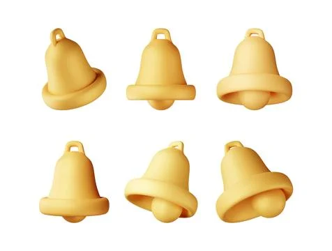 3D set of notification bell icon Stock Illustration