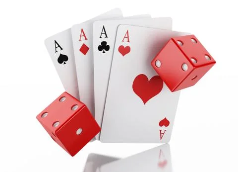 3d Set of playing card with dices. Casino concept. イラスト素材