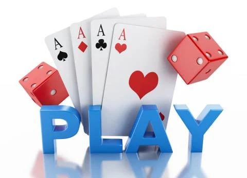 3d Set of playing card with dices. Casino concept. イラスト素材