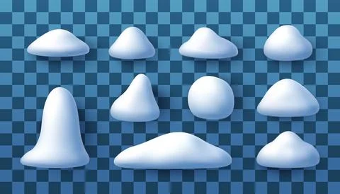 3D Set of realistic snow piles. Stock Illustration