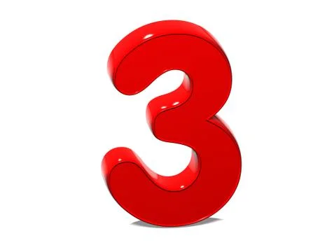 3d set red number on white background Stock Illustration