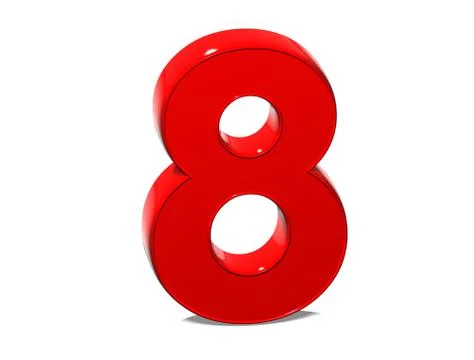 3d set red number on white background Stock Illustration
