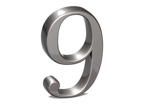 3d set silver number on white background Stock Illustration