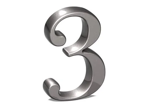 3d set silver number on white background Stock Illustration