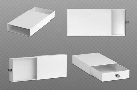 3D set of slide boxes isolated on gray background Stock Illustration