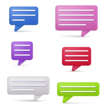 3d set of speech bubbles. Colorfull chatting box, message box. Vector Stock Illustration