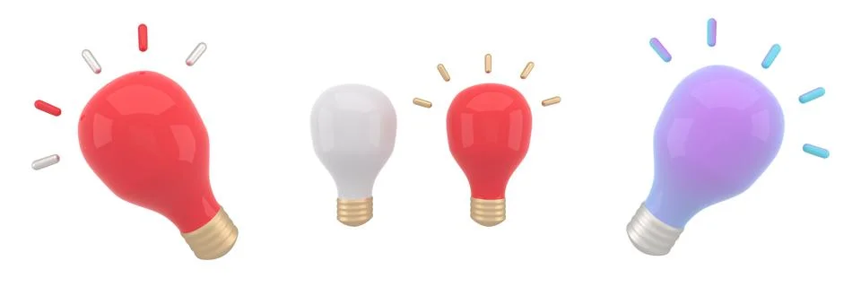 3d set turning on and off light bulb icon set. Glowing incandescent filament  Stock Illustration