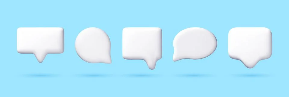 3D Set of white bubble shapes for text. Stock Illustration