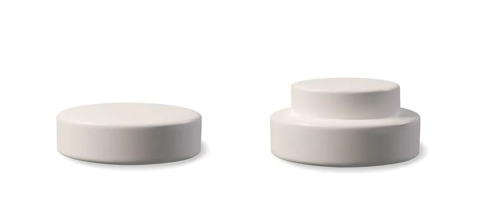 3d set white podiums. Stock Illustration