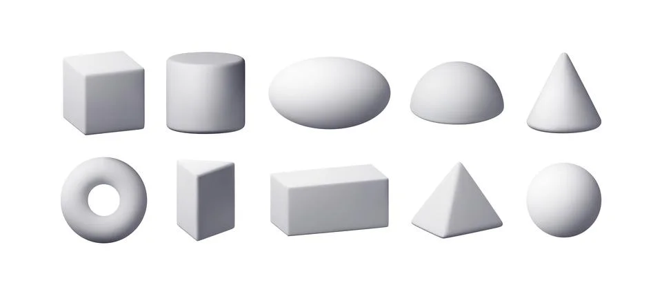 3d set of white simple figures isolated. イラスト素材