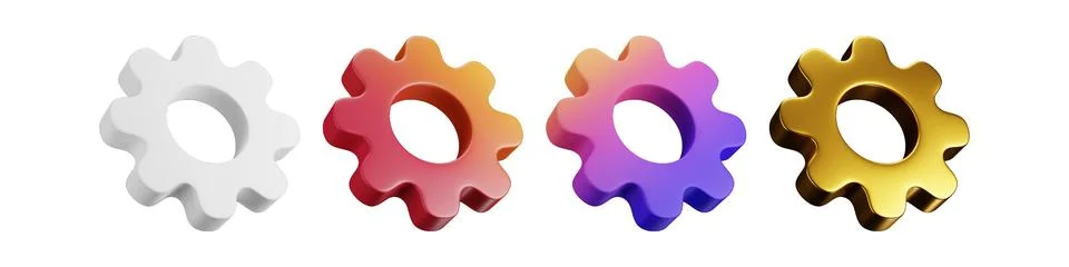 3D setting sheet design variants with distinct color palettes for digital contro Stock-Illustration