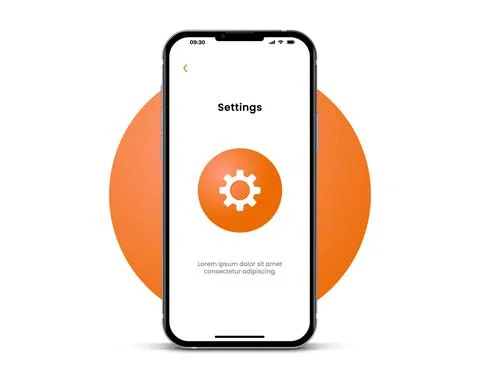 3D settings, adjustment, setup icon emblem symbol with smartphone. Illustrazione stock