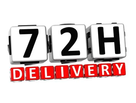 3d seventy two hour delivery button click here block text Illustration