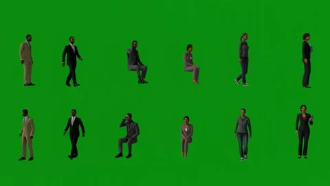 3d Several African immigrant men and women on the green screen finding work and Видео 236176999