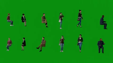 3d Several american immigrant workers on green screen walking and talking sittin Video stock 236177013