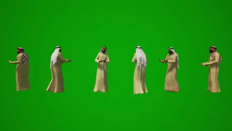 3D several Arab marketers in green screen talking and negotiating at the exhibit Video stock 213267629