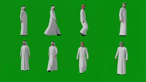 3D several different Arab and African unemployed men on green screen walking and Stock-Footage 219473197
